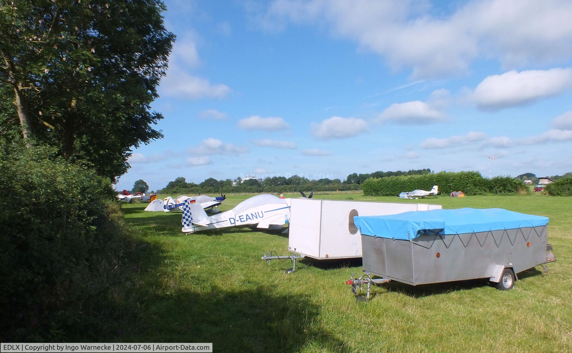 EDLX Airport - part of the flightline during the OUV-Sommertreffen 2024 at Wesel-Römerwardt airfield