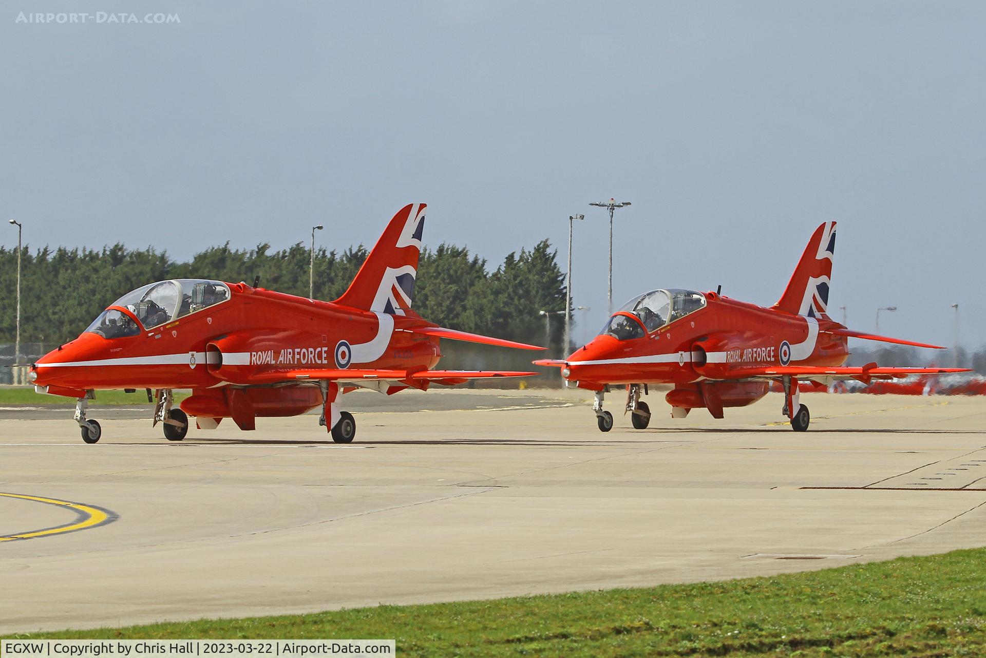 RAF Waddington Airport, Waddington, England United Kingdom (EGXW) - Red Arrows at RAF Waddington