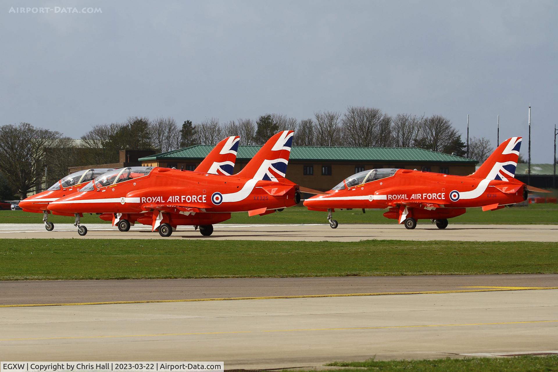 RAF Waddington Airport, Waddington, England United Kingdom (EGXW) - Red Arrows at RAF Waddington