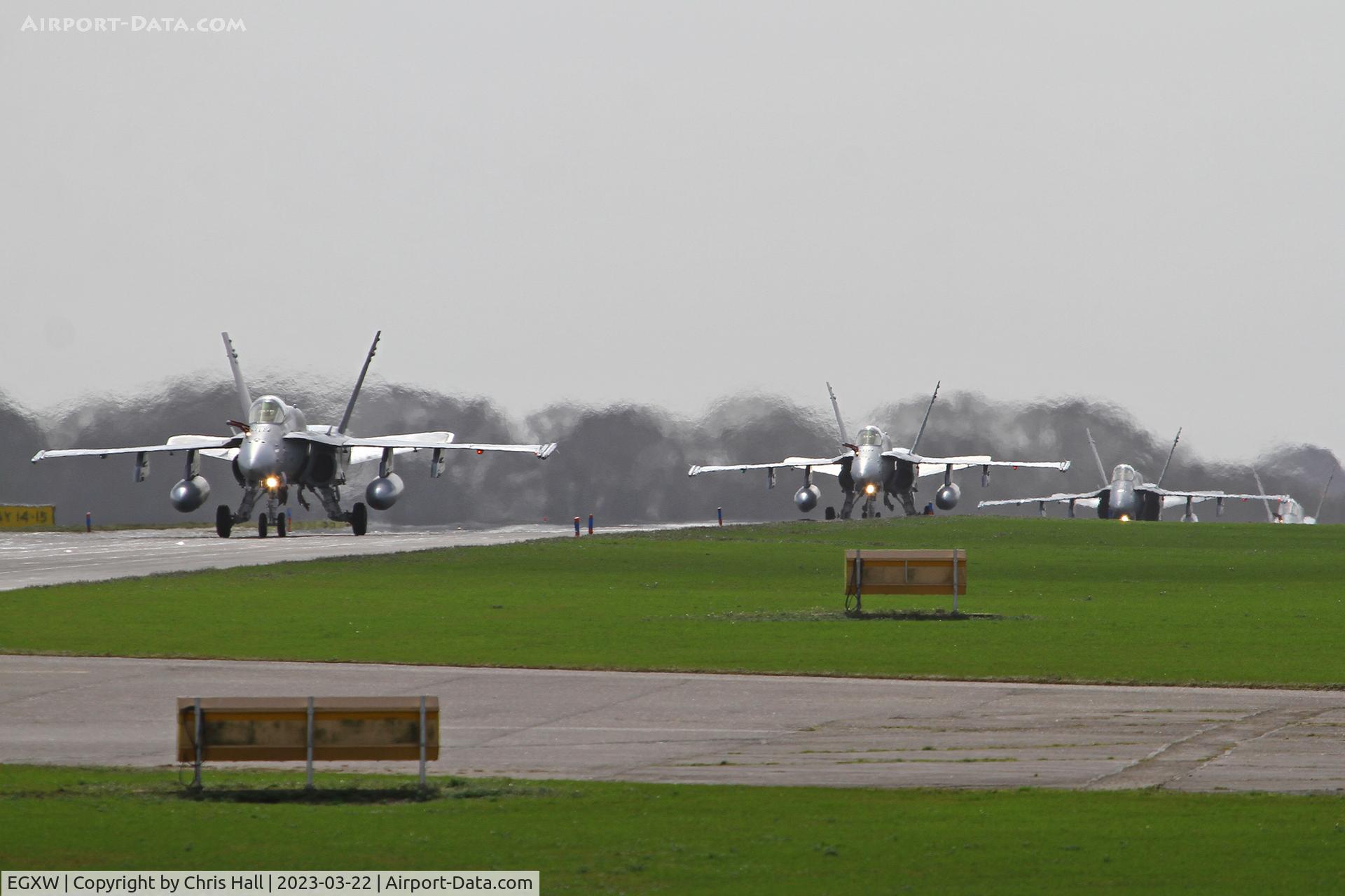 RAF Waddington Airport, Waddington, England United Kingdom (EGXW) - Finnish Air Force McDonnell Douglas F-18C Hornets at Cobra Warrior 2023, RAF Waddington