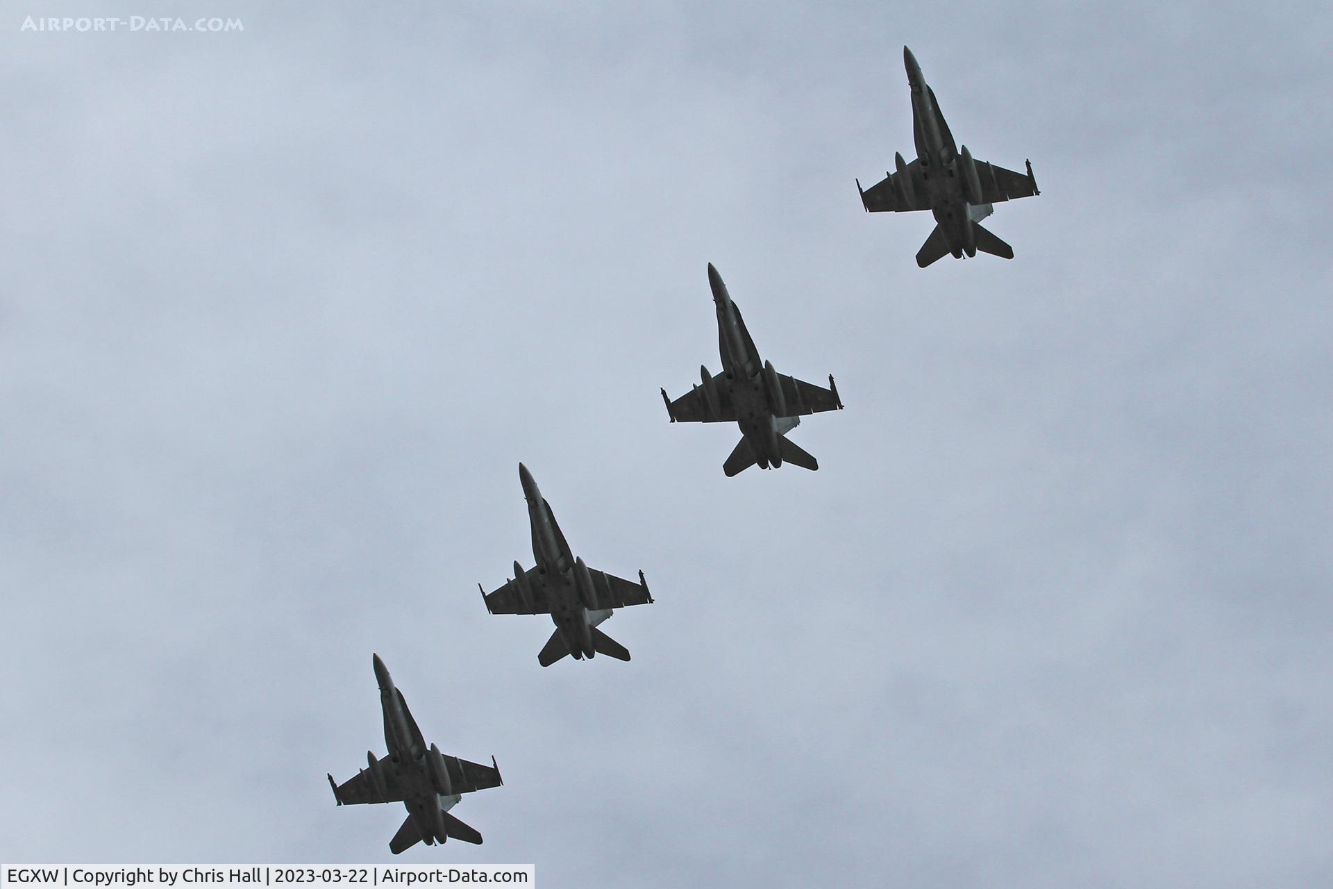 RAF Waddington Airport, Waddington, England United Kingdom (EGXW) - Finnish Air Force McDonnell Douglas F-18C Hornets at Cobra Warrior 2023, RAF Waddington