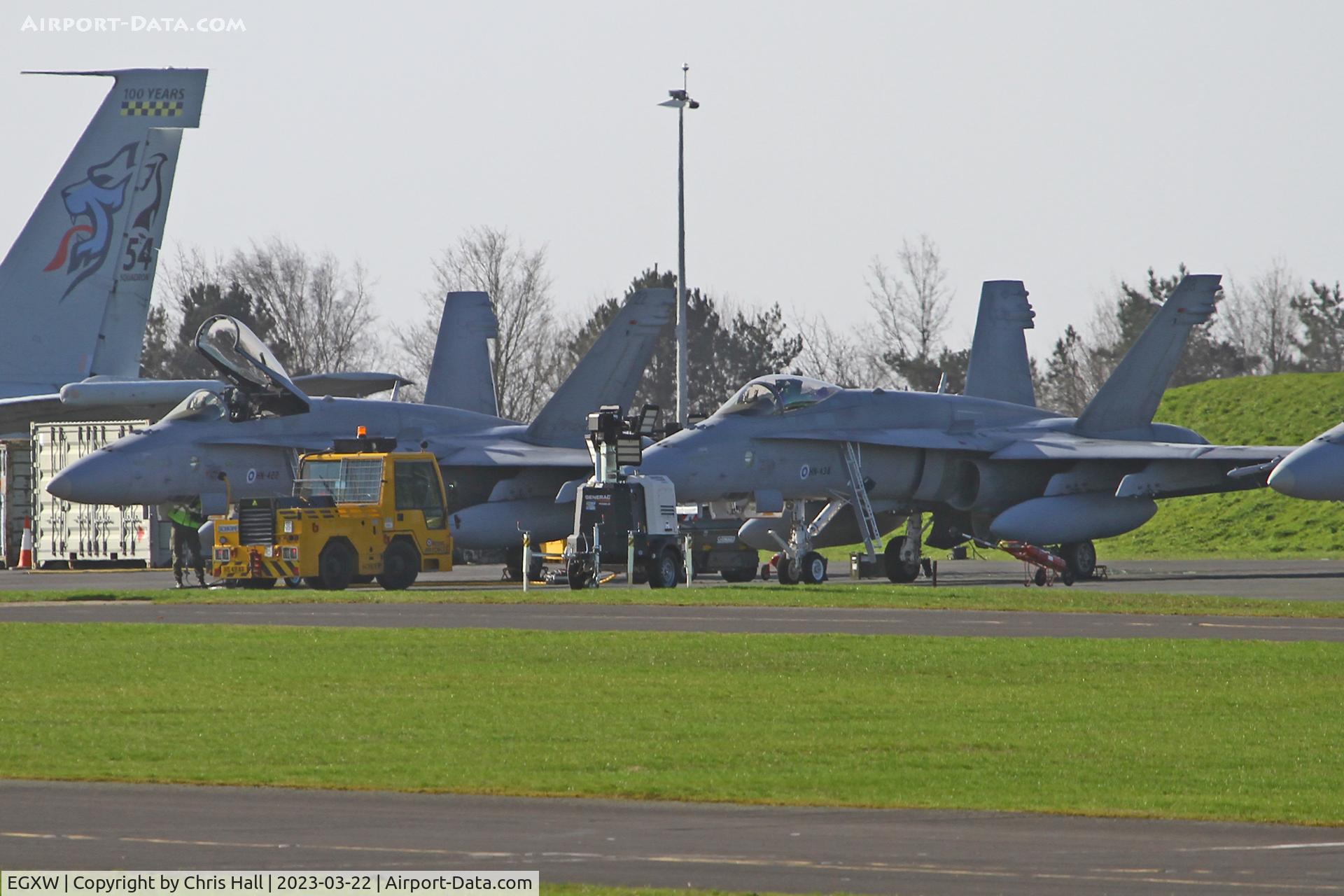 RAF Waddington Airport, Waddington, England United Kingdom (EGXW) - Finnish Air Force McDonnell Douglas F-18C Hornets at Cobra Warrior 2023, RAF Waddington