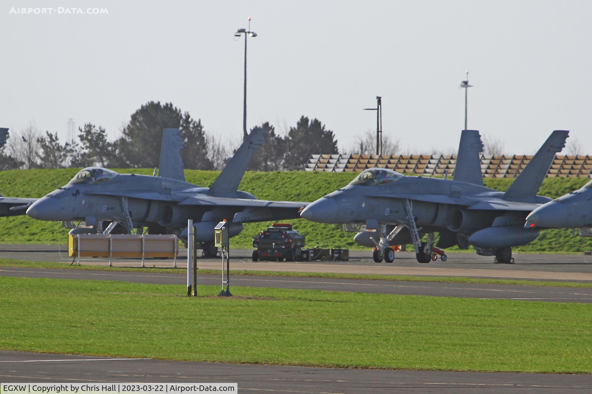 RAF Waddington Airport, Waddington, England United Kingdom (EGXW) - Finnish Air Force McDonnell Douglas F-18C Hornets at Cobra Warrior 2023, RAF Waddington