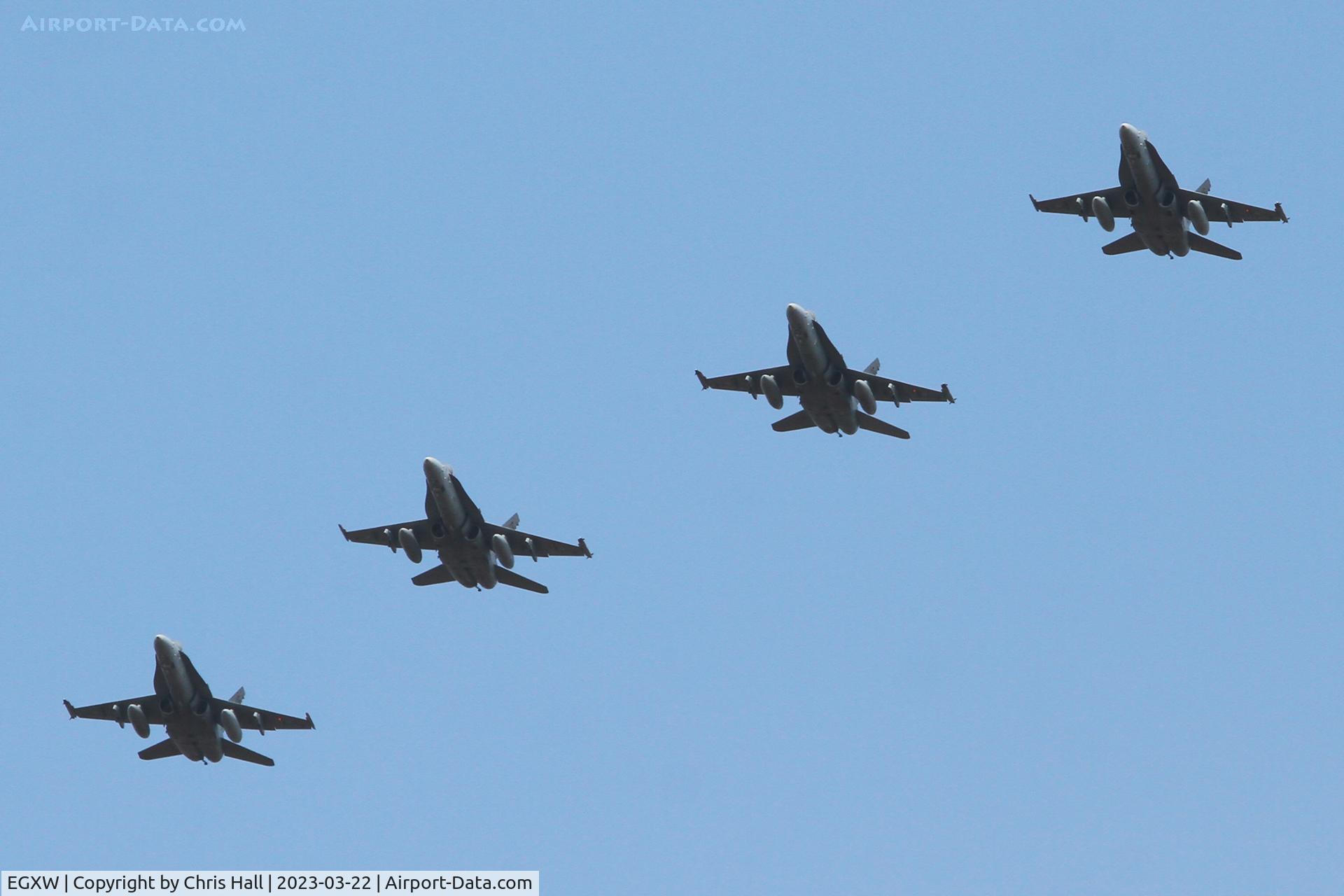 RAF Waddington Airport, Waddington, England United Kingdom (EGXW) - Finnish Air Force McDonnell Douglas F-18C Hornets at Cobra Warrior 2023, RAF Waddington