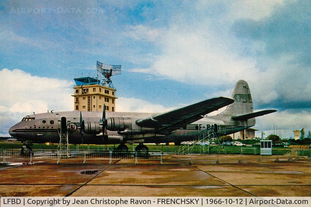 Bordeaux Airport, Merignac Airport France (LFBD) - F-BAVI SAGETA (Used to transport the French contingent to the 1956 Olympic Games held in Melbourne Victoria Australia. b/u 1975 Bordeaux-Merignac.)