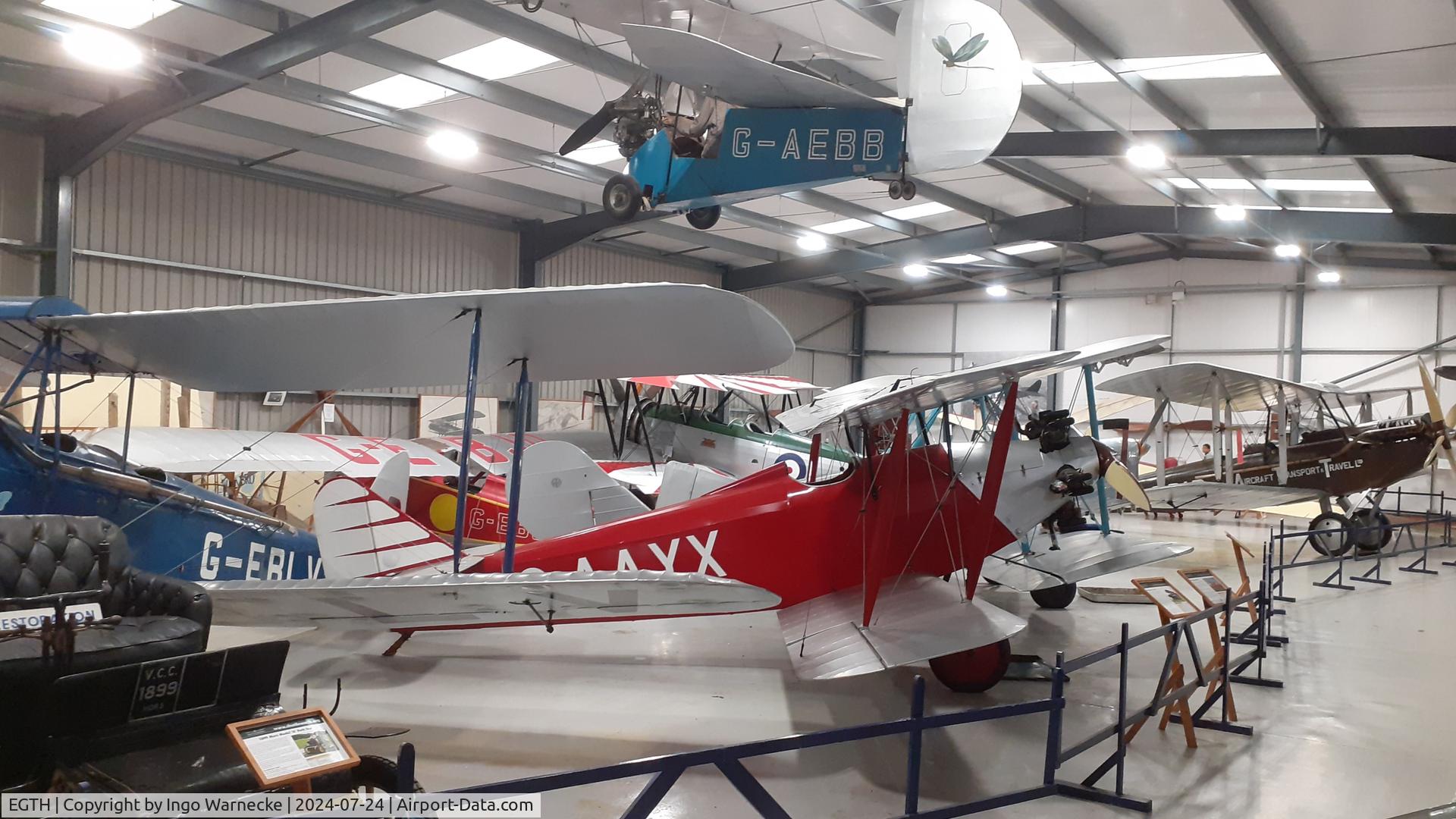EGTH Airport - inside hangar No 5 at Old Warden airfield / Shuttleworth Collection