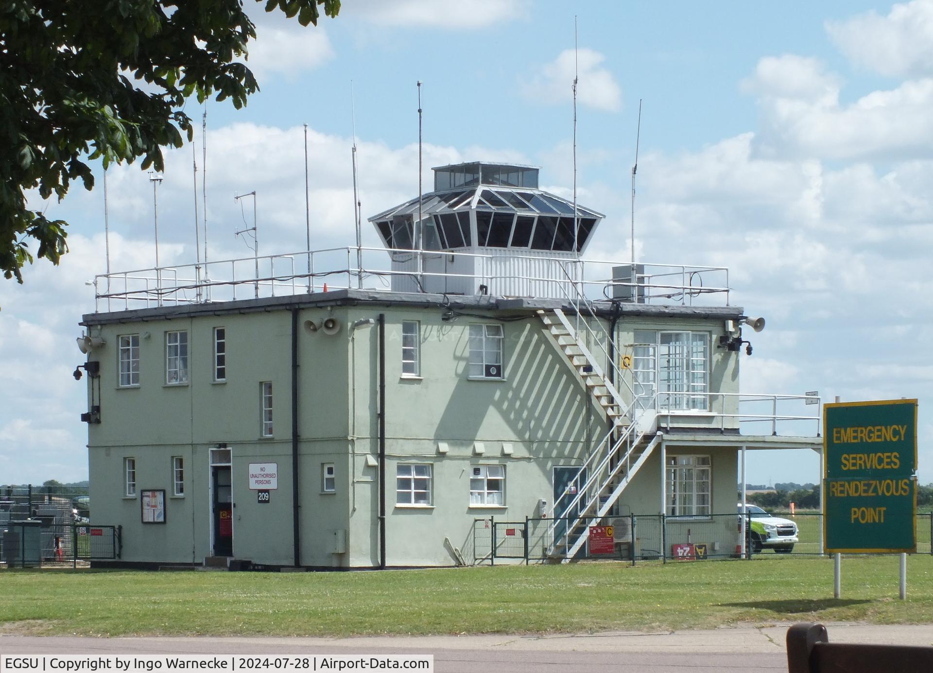 Duxford Airport, Cambridge, England United Kingdom (EGSU) - landside view of the tower at Duxford airfield