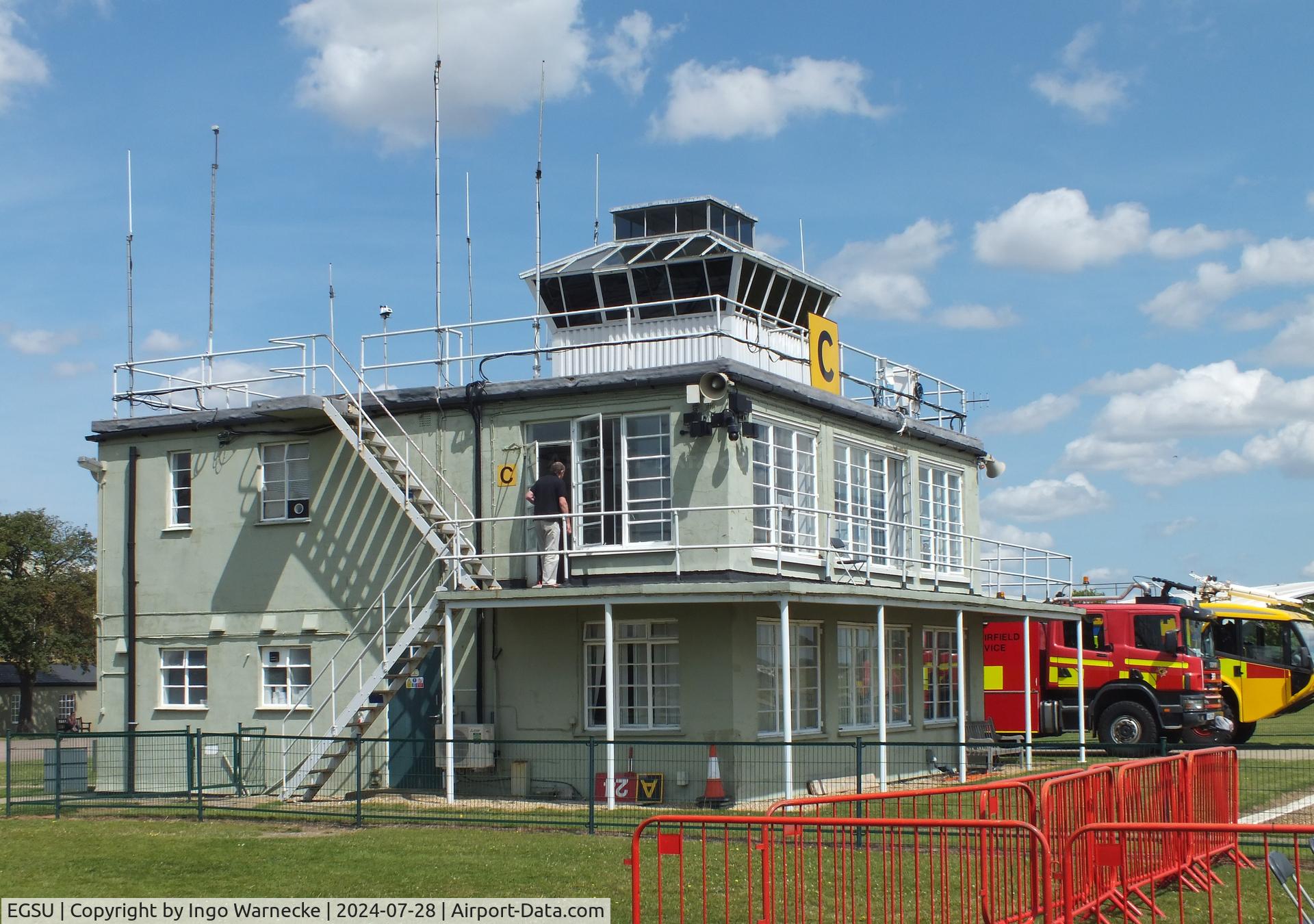 Duxford Airport, Cambridge, England United Kingdom (EGSU) - airside view of the tower at Duxford airfield