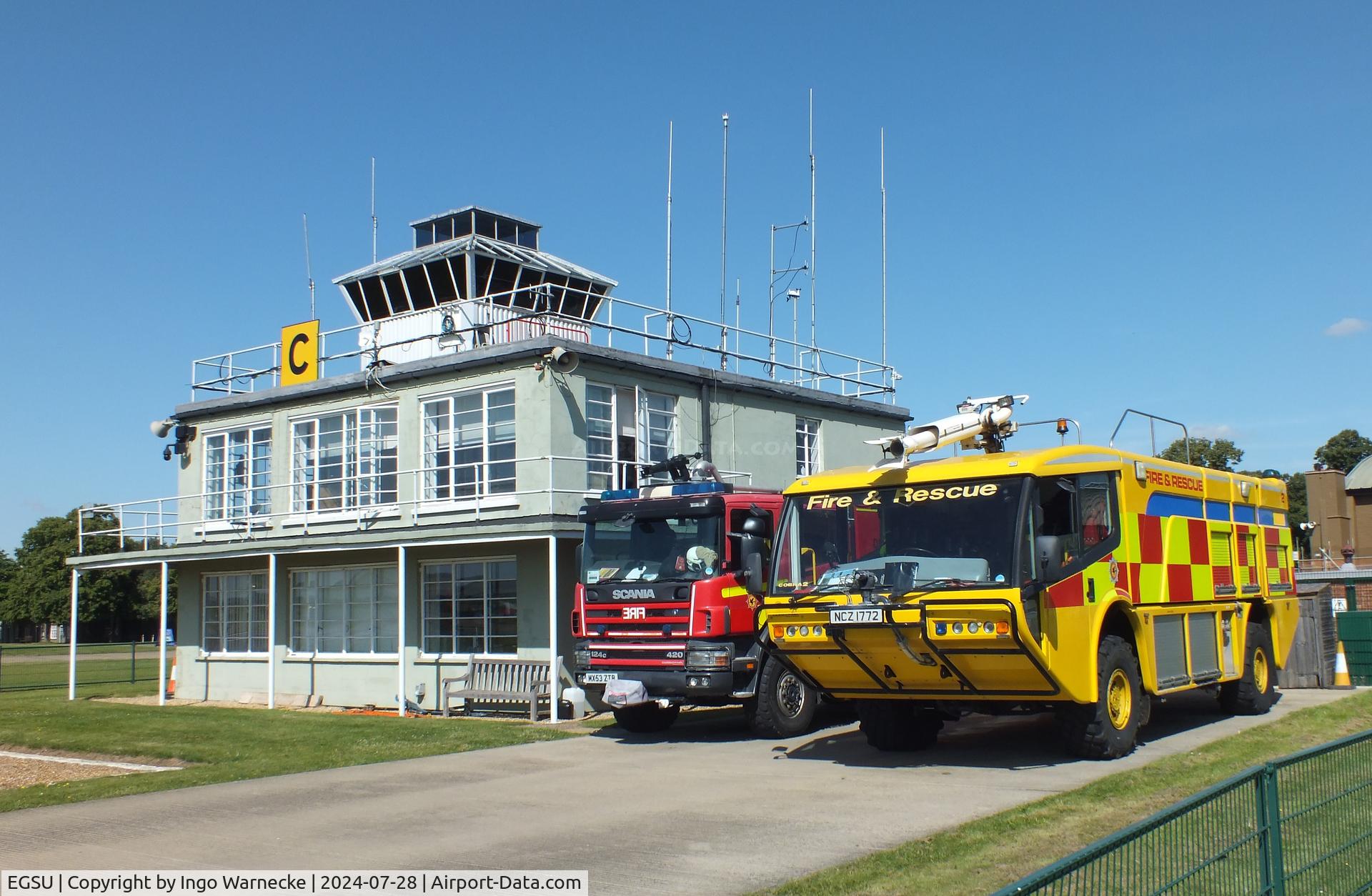 Duxford Airport, Cambridge, England United Kingdom (EGSU) - airside view of the tower at Duxford airfield