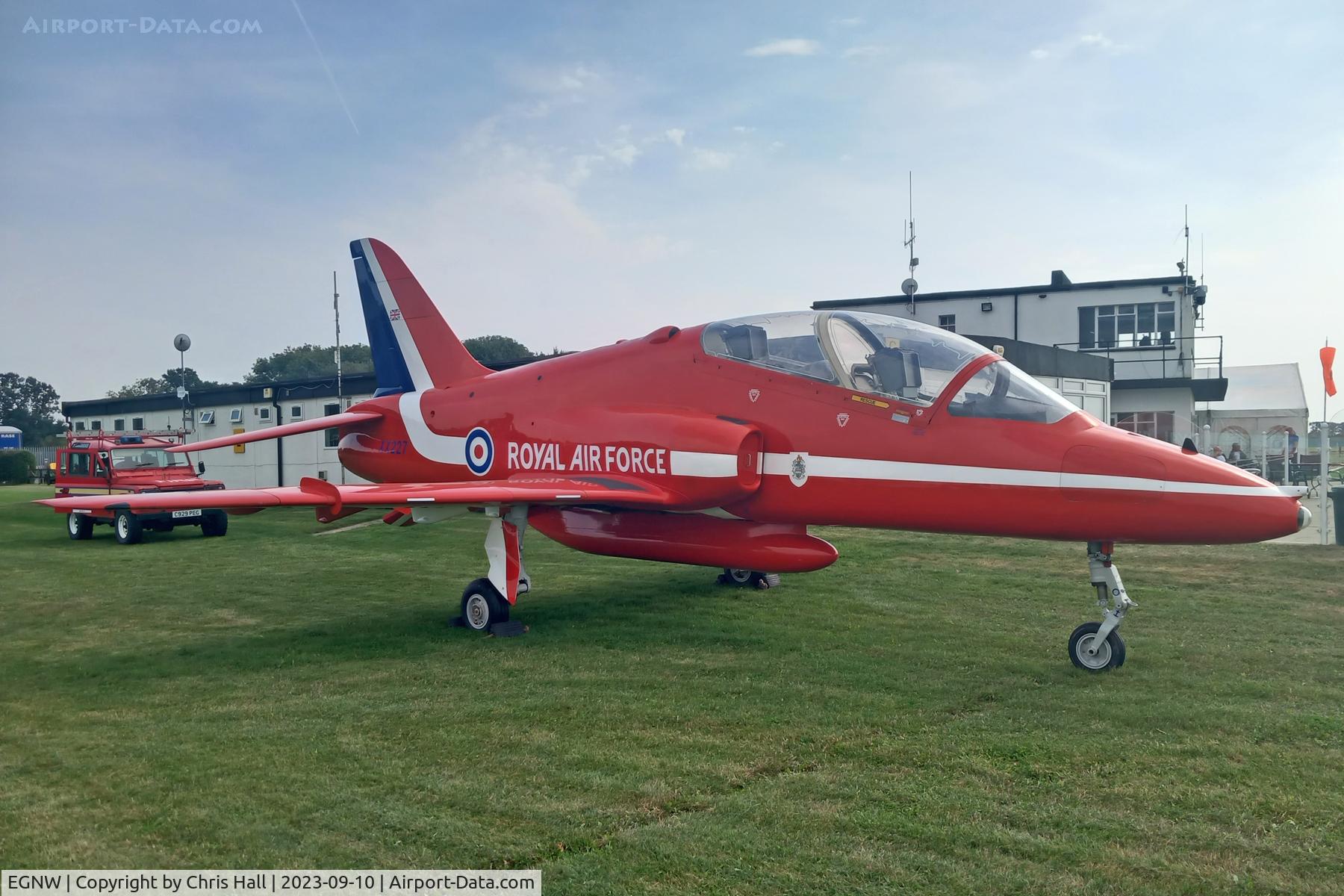 Wickenby Aerodrome Airport, Lincoln, England United Kingdom (EGNW) - Full size model of BAe Hawk T1 painted as Red Arrow XX227