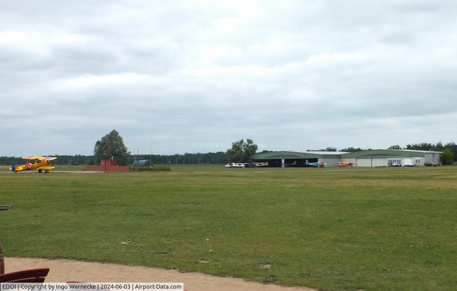 EDOI Airport - airfield fuelling station and northern hangars at Bienenfarm airfield