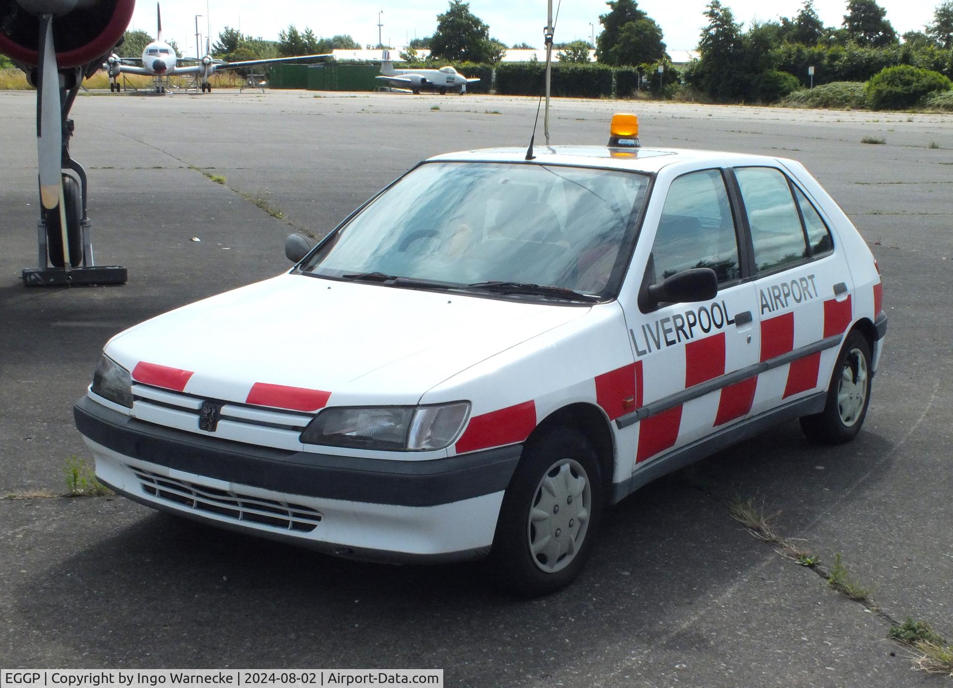 Liverpool John Lennon Airport, Liverpool, England United Kingdom (EGGP) - Liverpool Airport Follow-Me vehicle preserved by the Speke Aerodrome Heritage Groups (SAHG) on the former apron of the old 1930s terminal #v