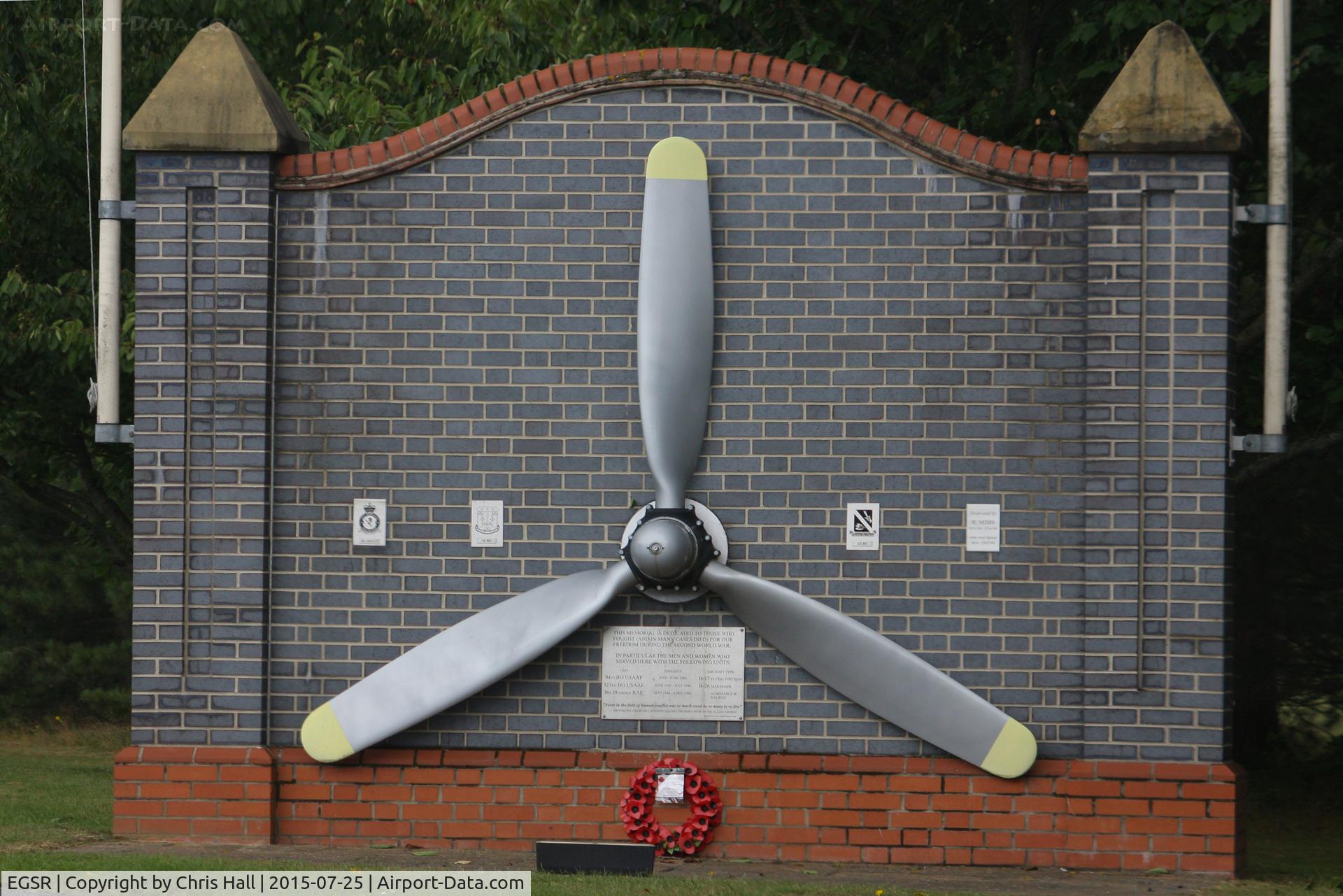 Earls Colne Airfield Airport, Halstead, England United Kingdom (EGSR) - Memorial at Earls Colne