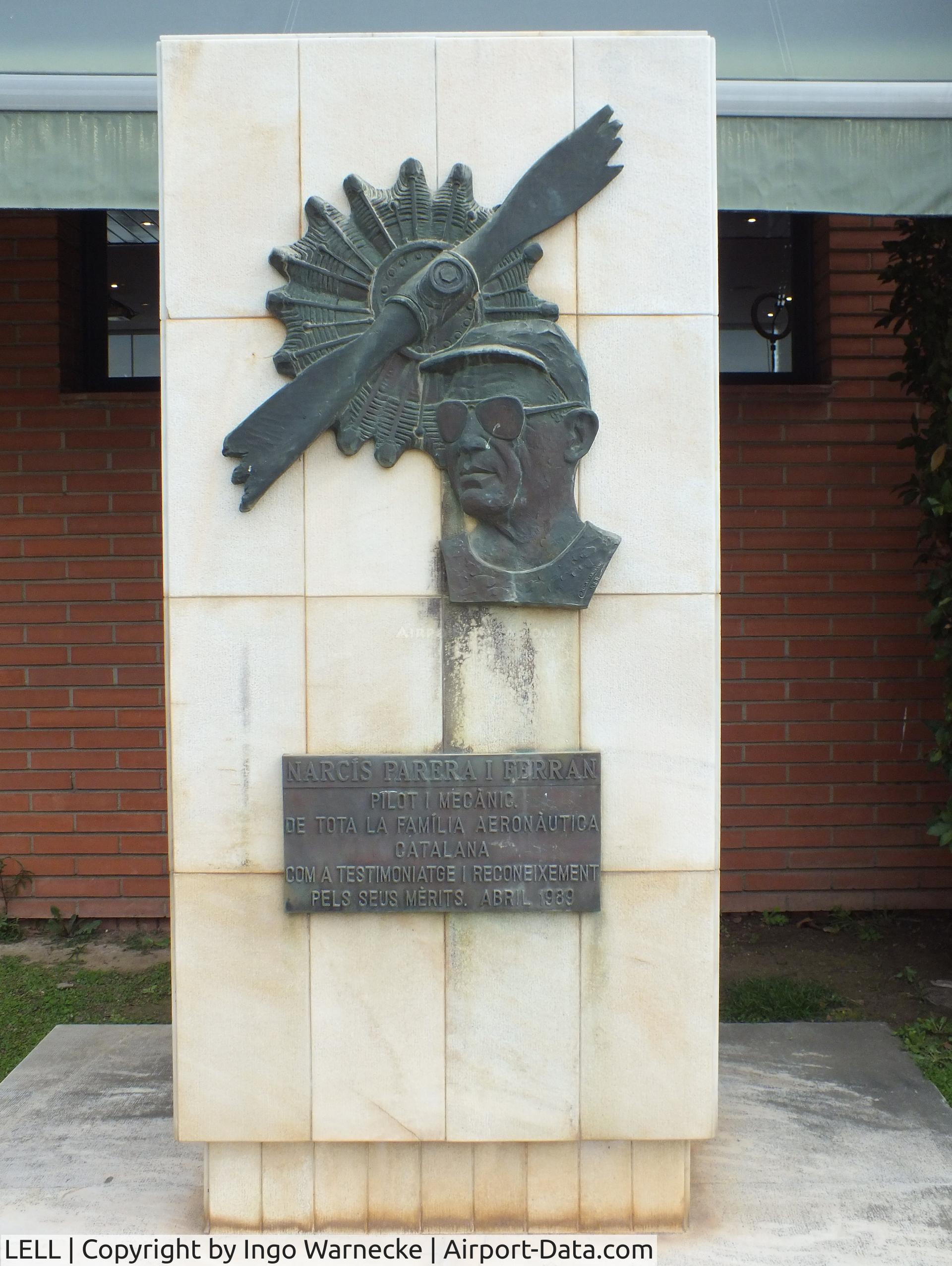 LELL Airport - memorial for Narcis Parera i Ferran in front of the Aero Club Barcelona Sabadell in the southern part of Sabadell airport