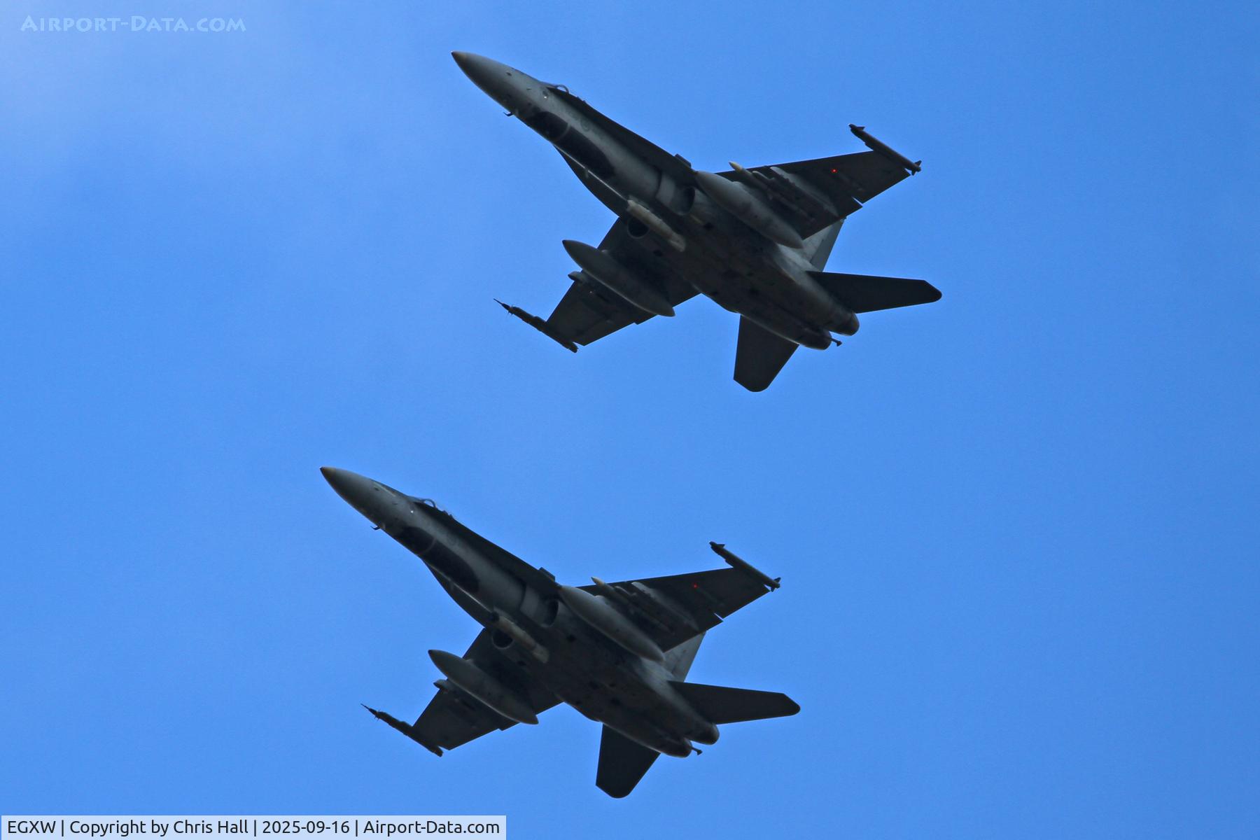 RAF Waddington Airport, Waddington, England United Kingdom (EGXW) - Royal Canadian Air Force McDonnell Douglas CF-188 Hornet, Cobra Warrior 2025. RAF Waddington