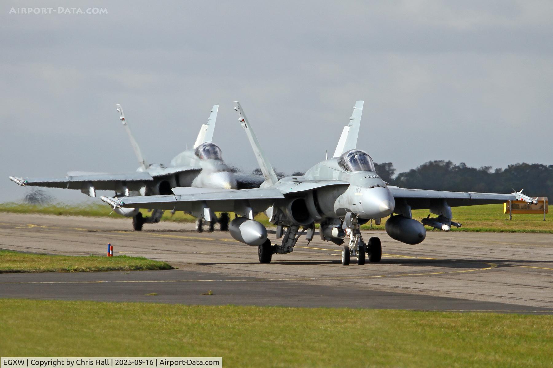 RAF Waddington Airport, Waddington, England United Kingdom (EGXW) - Royal Canadian Air Force McDonnell Douglas CF-188 Hornet, Cobra Warrior 2025. RAF Waddington