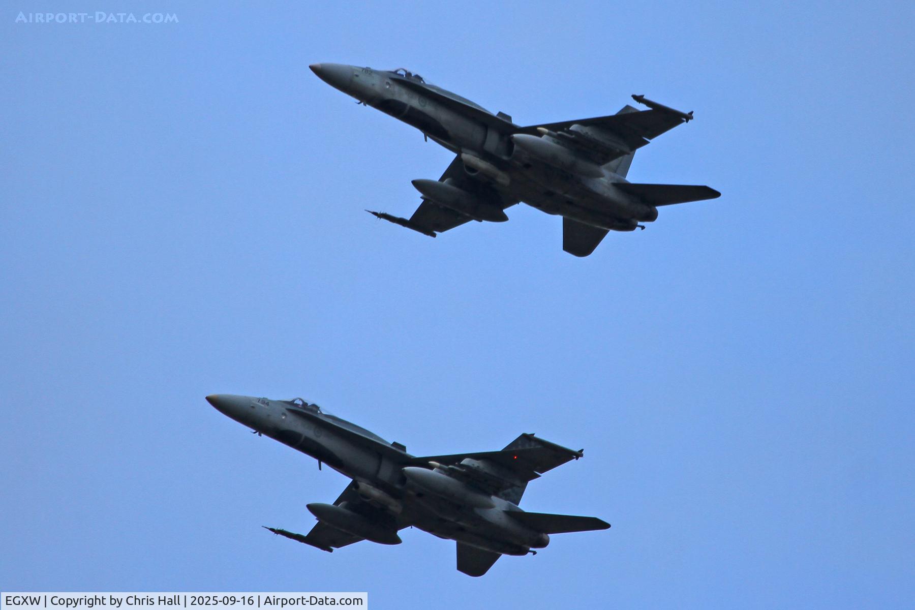 RAF Waddington Airport, Waddington, England United Kingdom (EGXW) - Royal Canadian Air Force McDonnell Douglas CF-188 Hornet, Cobra Warrior 2025. RAF Waddington