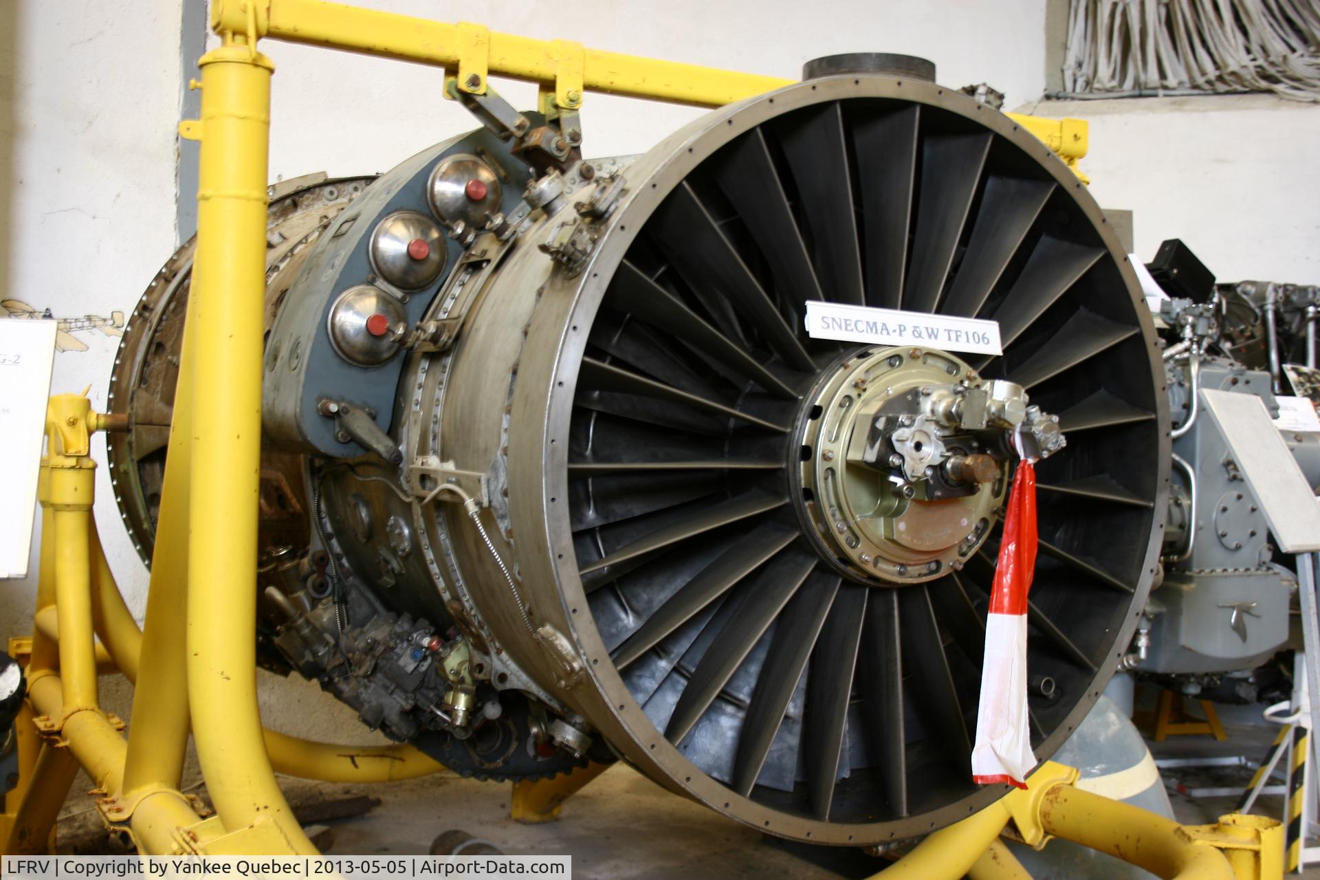 Vannes Meucon Airport, Vannes France (LFRV) - SNECMA TF106 derived from the Pratt & Whitney TF10, manufactured under license and tested on the Mirage III T, then on the Mirage III V and the Mirage III F, MaVaMo Museum, Vannes-Meucon Airport  (LFRV-VNE)