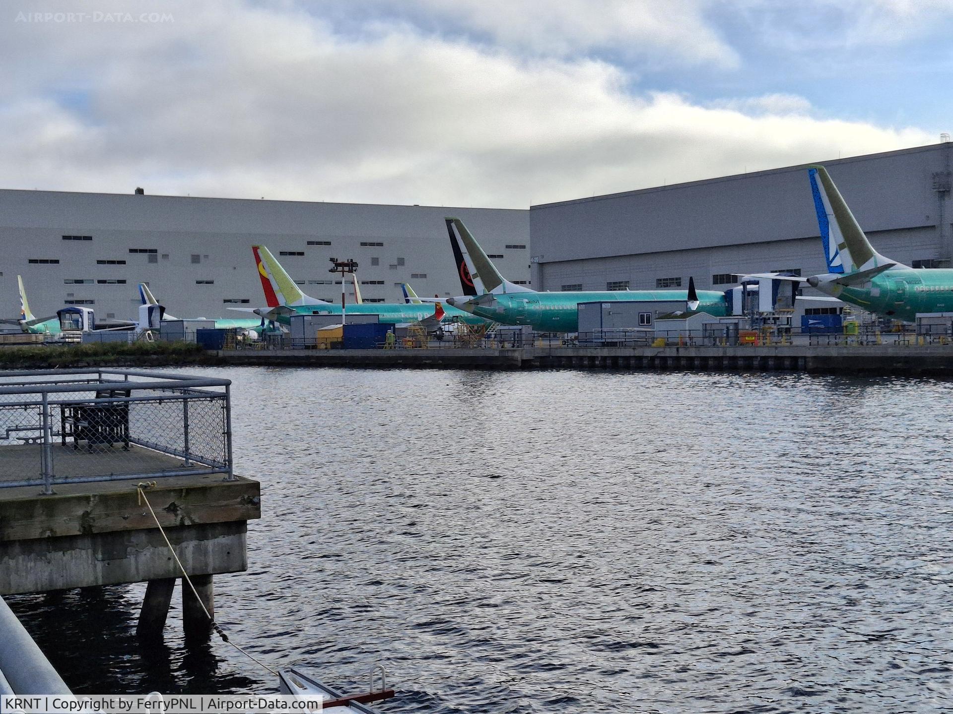 Renton Municipal Airport (RNT) - Brand new B737's parked at lake side of Boeing Renton facility