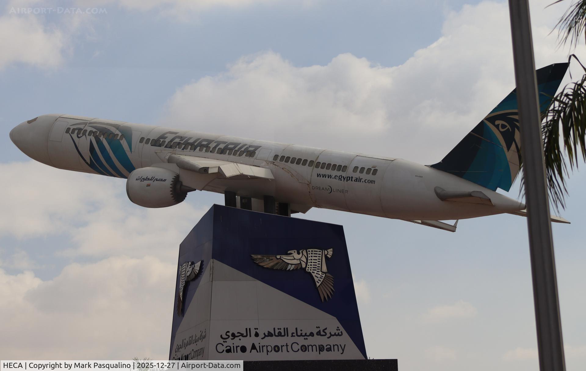Cairo International Airport, Cairo Egypt (HECA) - Full size replica of EgyptAir jet at entrance to the Cairo International Airport