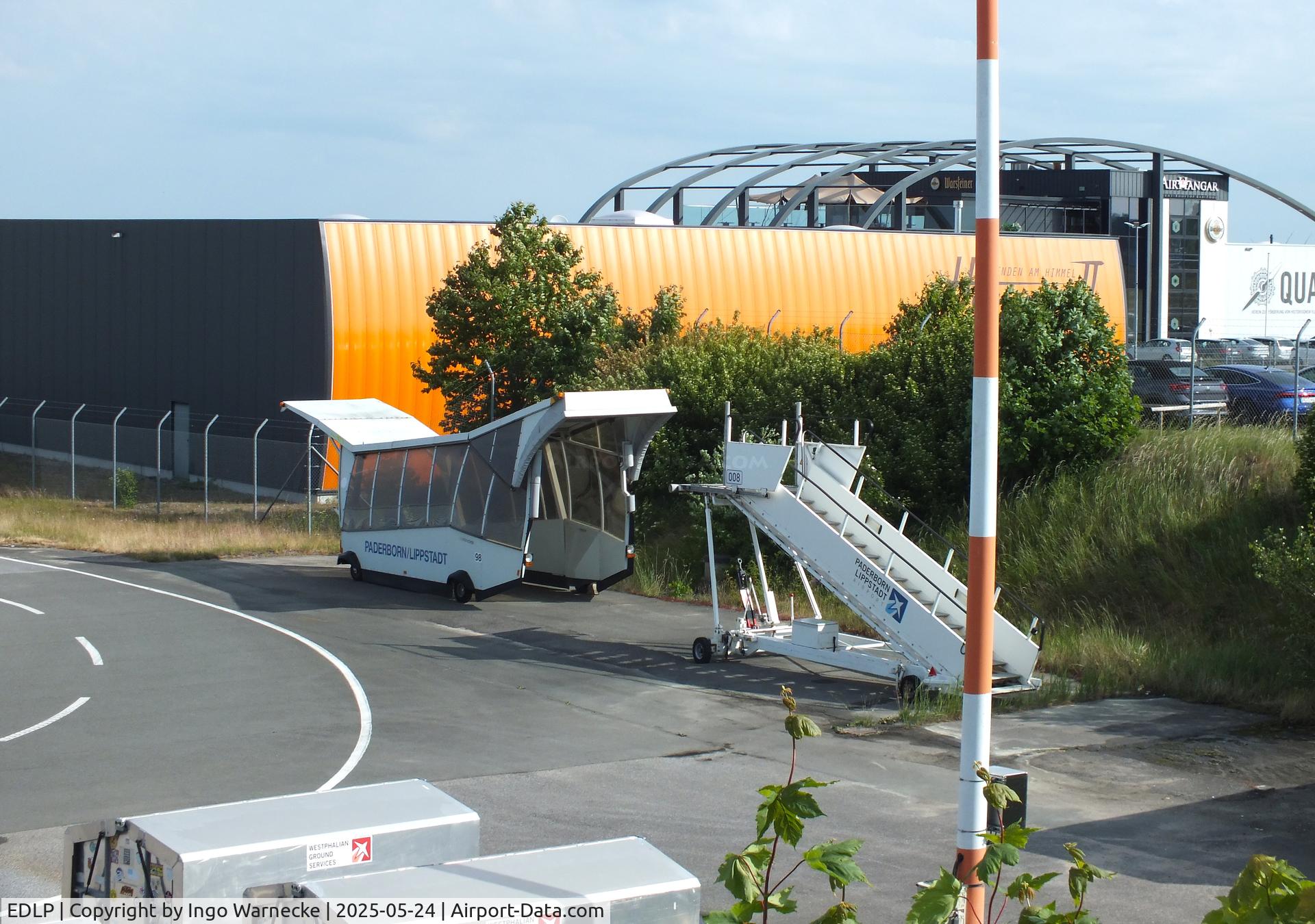 Paderborn Lippstadt Airport, Paderborn / Lippstadt Germany (EDLP) - looking northeast to the separated area of Quax and Hangar II at Paderborn-Lippstadt 'Heinz Nixdorf' airport, Büren