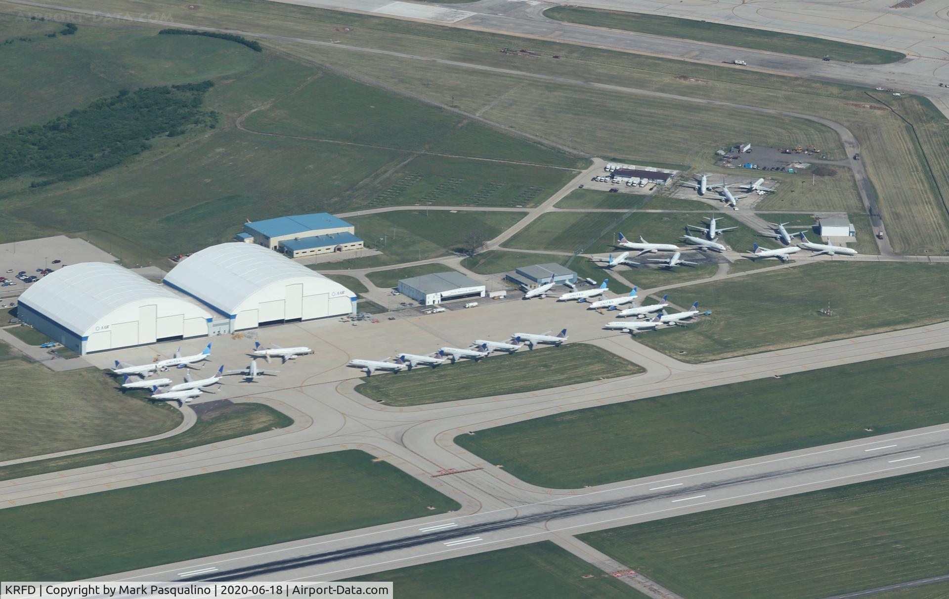 Chicago/rockford International Airport (RFD) -  United Airlines planes in storage at Rockford in June 2020 during covid.