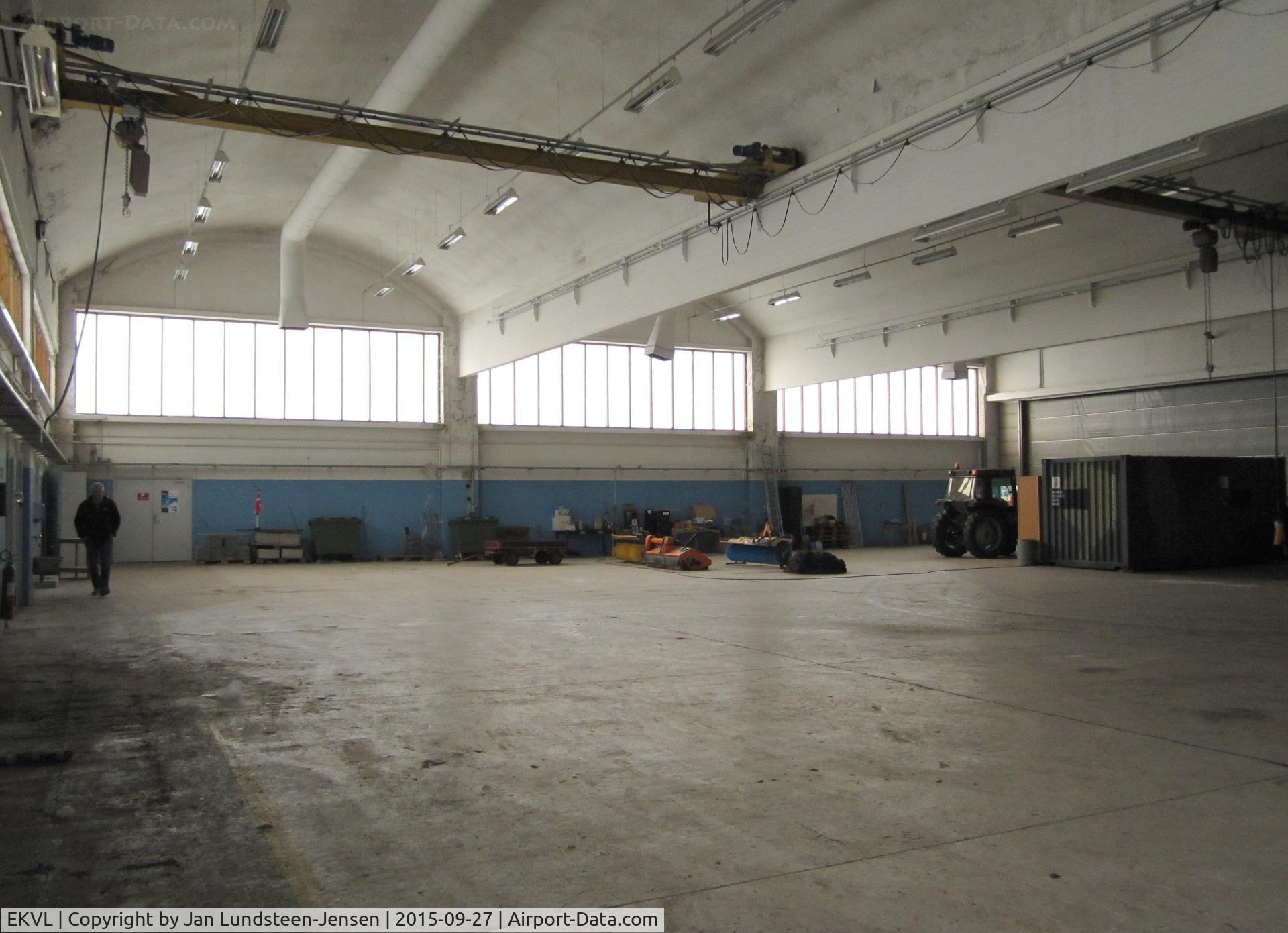 EKVL Airport - The interior of the western part of Hangar 1 at the former Vaerloese Air Base in Denmark. In late 1960s and early 1970s this part of the hangar was used by Stationflight Vaerloese that operated a few T-33s and a few DHC-1 Chipmunks.