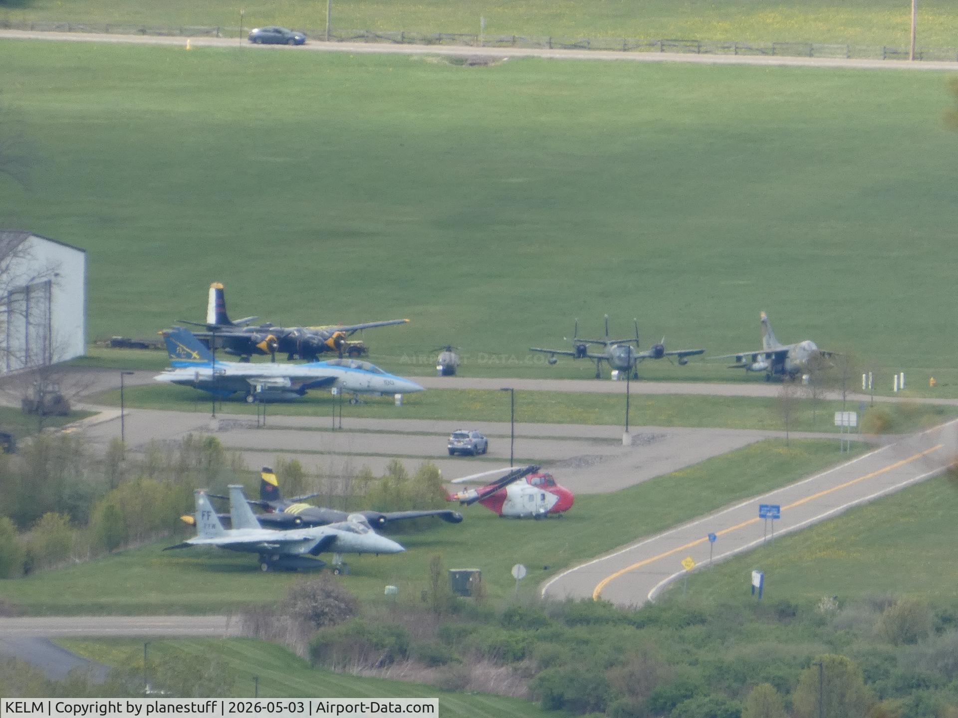 Elmira/corning Regional Airport (ELM) - Birds eye view of the Wings of Eagles taken from the overlook at Harris Hill