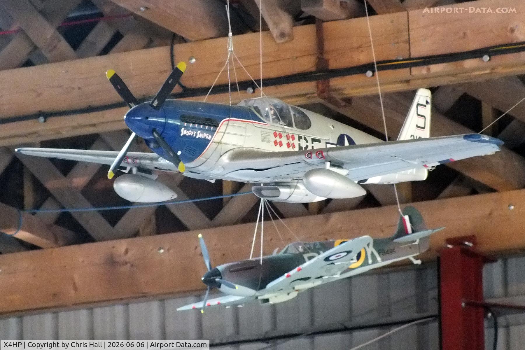 X4HP, North American P-51B Mustang model at Hooton Park Hangars museum