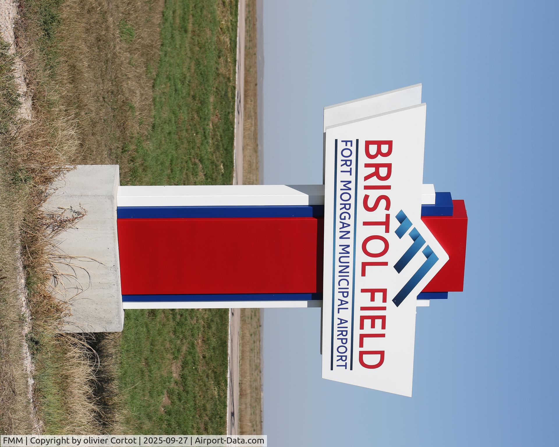 Fort Morgan Municipal Airport, the road sign