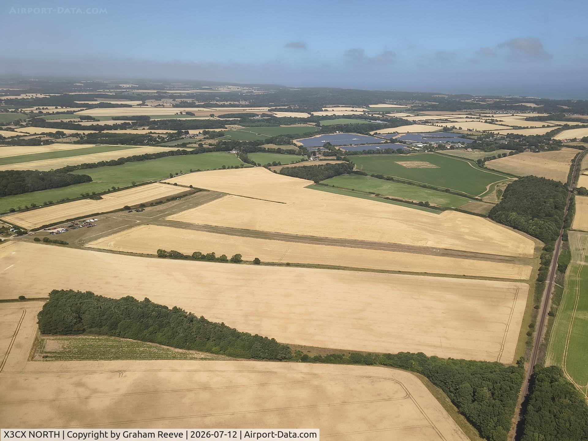 X3CX NORTH, Cromer (Northrepps) from the air during the hot weather of 2026'