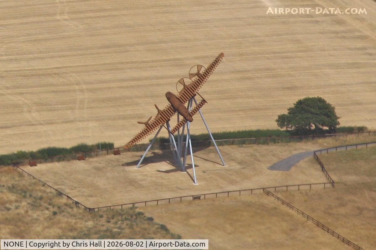 NONE, ‘On Freedom’s Wings’ The installation represents an Avro Lancaster bomber, in flight, heading “home” to RAF Swinderby, just 2 miles away. Although intended to be a reminder of all Bomber Command crews, one such aircraft, Lancaster R5689 (VN-N) crashed on, photo by Chris Hall