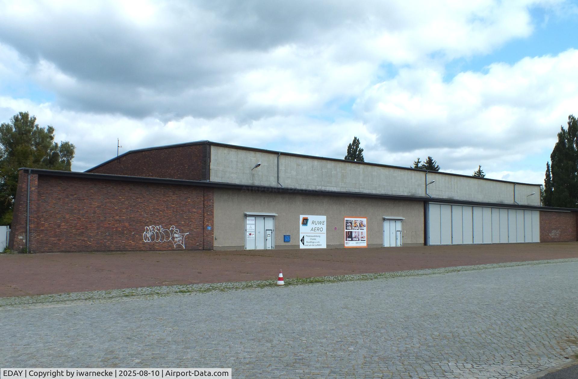 Strausberg Airfield Airport, old hangar behind the terminal at Strausberg airfield, photo by iwarnecke