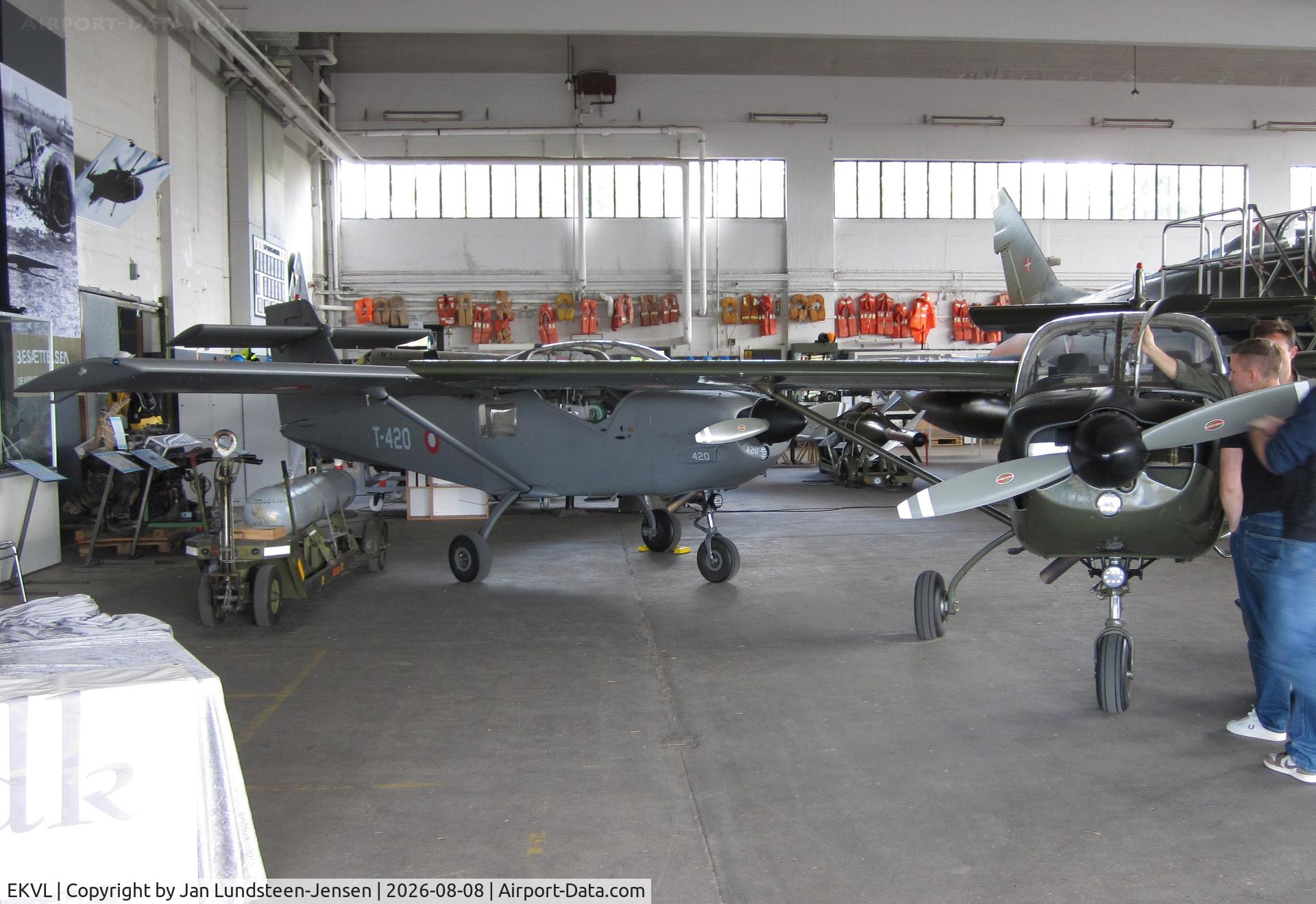 Værløse Air Base Airport, 2 Royal Danish Air Force Saab MFI T-17s parked for the night in Hangar 2 at a 2-day airshow at the former Vaerloese Air Base in Denmark. In background TF-100F museum aircraft., photo by Jan Lundsteen-Jensen