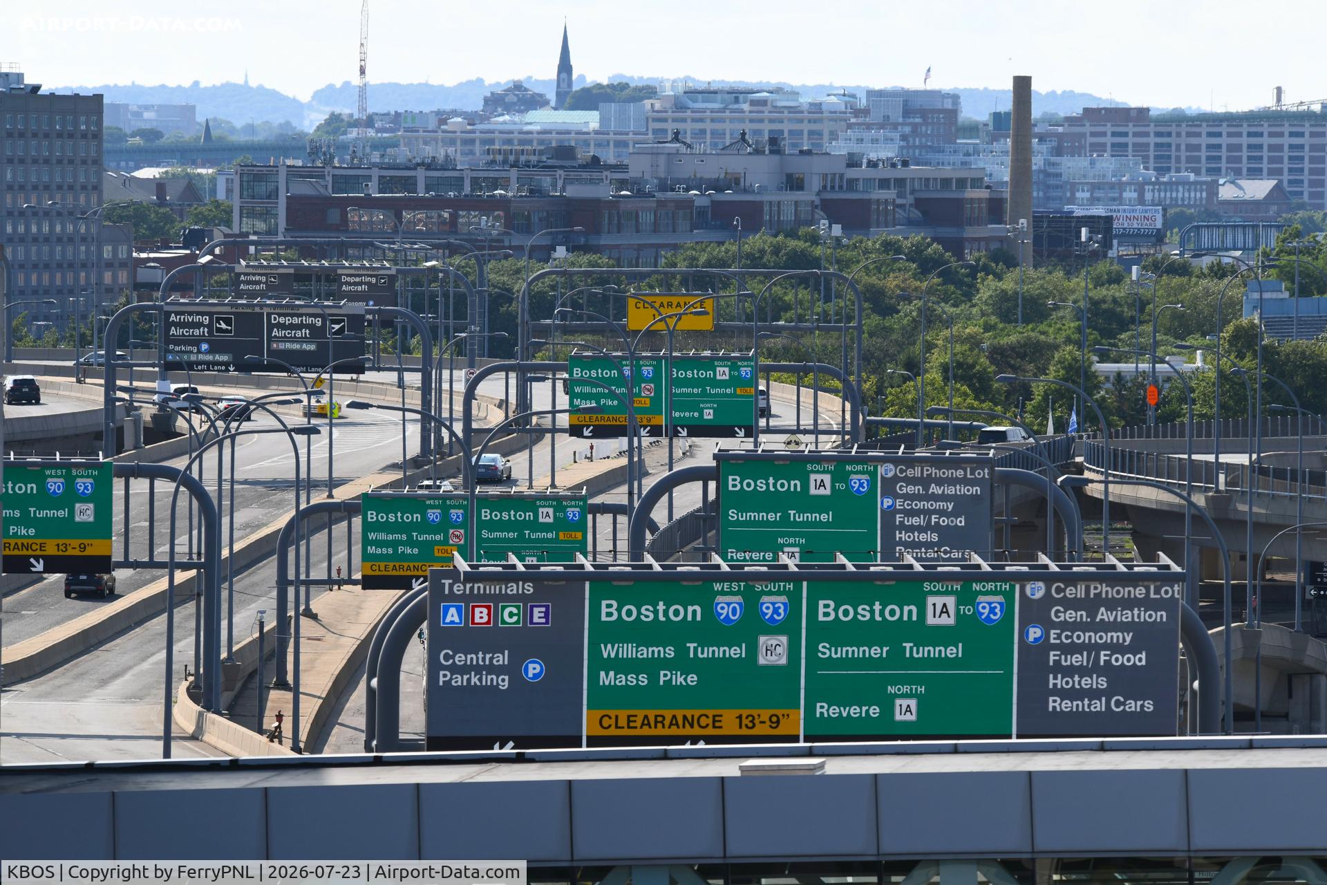 General Edward Lawrence Logan International Airport, Airport exit road, photo by FerryPNL