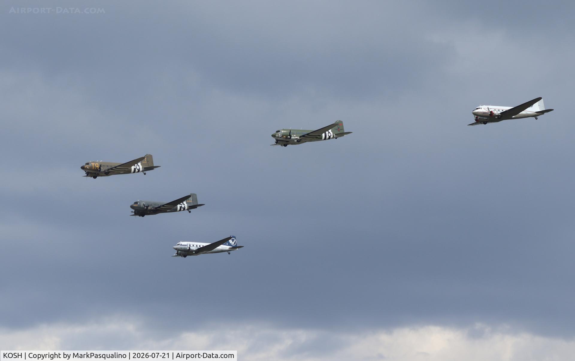 Wittman Regional Airport, DC-3 formation at Oshkosh 2026, photo by MarkPasqualino