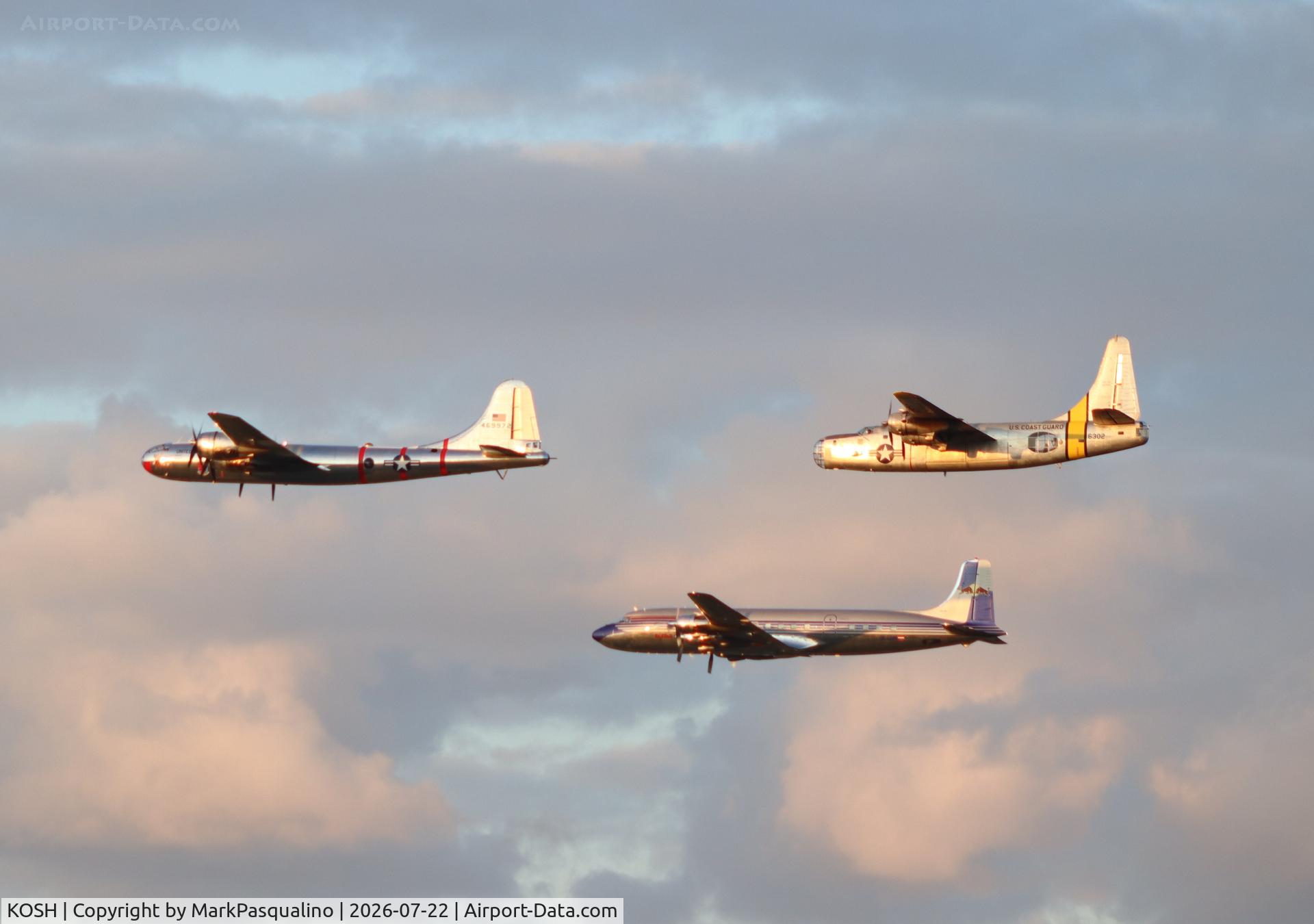 Wittman Regional Airport, Formation of B-29, P4Y-2, and DC-6 at EAA Oshkosh 2026, photo by MarkPasqualino
